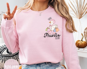 Comfort Colors® Custom Cool Aunts Club-sweatshirt, coole tante-t-shirts, trend Funny Goose Tante gepersonaliseerde zwangerschapsonthulling, nieuw T-shirt tante