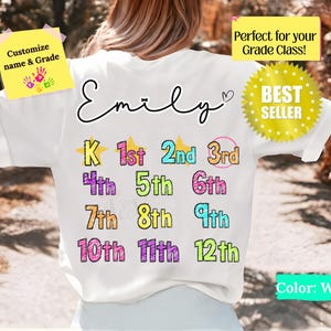 Comfort Colors® Class Of 2038 Handprint Shirt, 2039 Graduation Shirt, Gift for New Student First Day of School, Grow With Me Photo Day Shirt