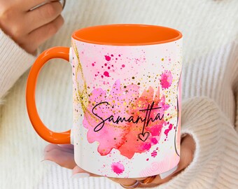 Abstract Art Mug, Personalized Mug, Custom Name Cup, Coffee Tea Cup Gift For Her, Birthday Gift For Her Him, Sister Mum Birthday Gift