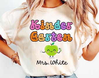 Comfort Colors® Custom Kindergarten Teacher Shirt,Comfort color custom Shirt,Personalized Kindergarten Team Shirts,Back to School Shirts