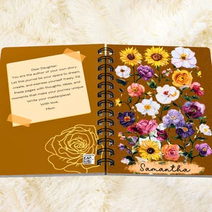 Diario de tapa dura con diseño floral inspirado en Eras, carta en espiral para mi hija, amantes de la música, canciones secretas, set acústico, diario con flores mate