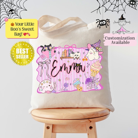 Personalized Trick or Treat Bags, Custom Halloween Tote Bag, Kids Trick-or-Treat Bag, Halloween Candy Bag, Halloween Gift For Kids Gifts Bag