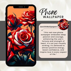 Red Rose Garden Phone Wallpaper - Digital Download, Colorful Floral Background, High-Resolution Smartphone Screen Decor