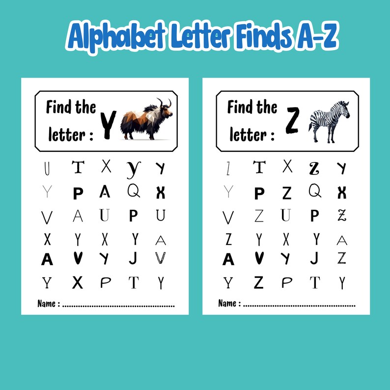 Alphabet Letter Finds A-Z PDF Printable Kids Educational Activity ...