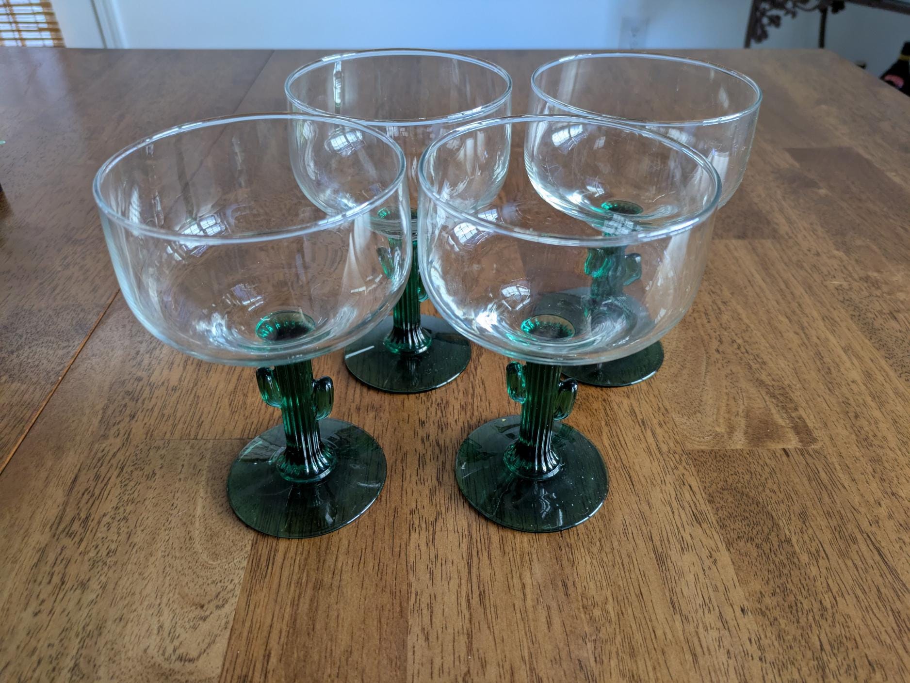 LOT OF 4 MARGARITA GLASSES Thick Glass With BALL Base Stem | UK