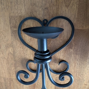 Wrought Iron Candle Wall Sconce, Gothic, Vintage, Black Wrought Iron, Pillar Candle Sconce, Wall Decor, Home Decor