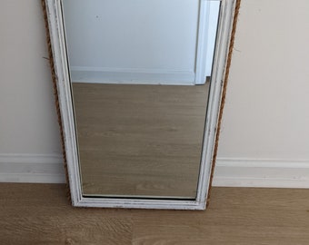 Rope Accent Mirror, Vintage, White Distressed Framed Mirror, Nautical Mirror, Coastal Mirror, Cottage Mirror, Farmhouse Mirror, Wall Decor,