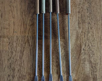 Fondue Forks, Vintage, Set of 5, Wood