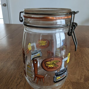 Niveau de Remplissage Glass Canning Jar, France, Vintage, Early American Design, Retro, Canister Jar with Clamp Lid, Kitchen Decor, Storage