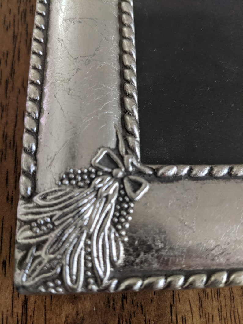 Antique Look Silver Picture Frame, Vintage, Rope Detail, Cluster Accent ...