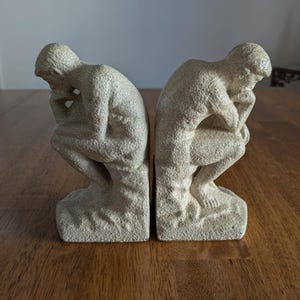 The Thinker Bookends, Vintage, Set of 2, Stone Look Thinker Bookends, Library Decor, Home Decor