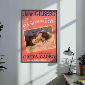 Nostalgic Cinema Charm: Greta Garbo in Flesh and the Devil 1926 - Vintage Movie Poster Download