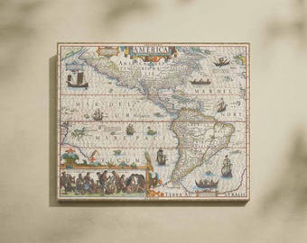 Explore the New World: 1606 Vintage Map of North & South America - Digital Download