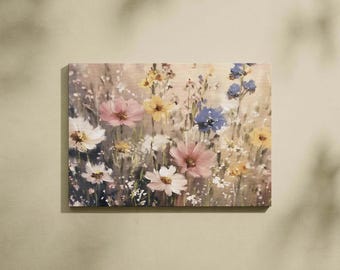 Botanical Art Digital Download: Pastel Wildflower & Daisy Floral Print