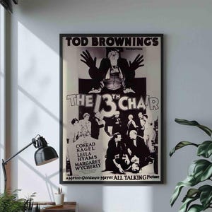 1929 Vintage Movie Poster - Retro Cinema Art, The Thirteenth Chair - Instant Download