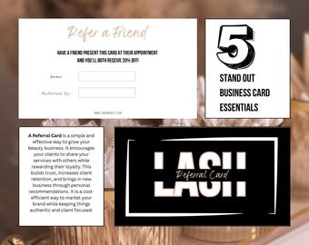 Paquete de tarjetas Lash Tech / Diseños editables de Canva para fidelización y recomendaciones de postratamiento / Descarga digital