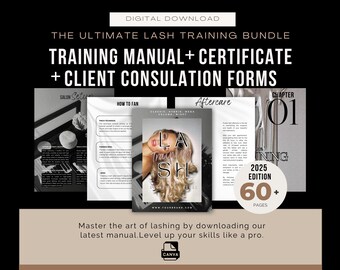 Editable Lash Training Manual Template for Educators | Course Guide, Certificate & Consultation Form