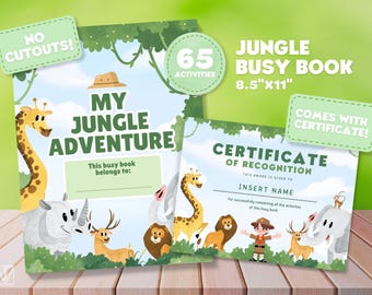 Jungle Busy Book Printable Toddler Busy Book Learning Binder Homeschool Resources Preschool Activities Quiet Book Kids Children Book Digital