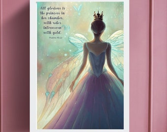 Printable Wall Art - Princess in her Chamber  - Psalms 45:13 | Christian Gift | Girls Room