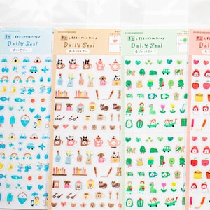 Petits autocollants pour agenda | furukawashiko | petits stickers kawaii verts rouges roses jaunes bleus marrons