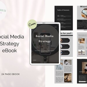 E-boeksjabloon socialmediastrategie I e-boeksjabloon Canva | Sjabloon coachinggids | Loodmagneet | Sjabloon voor cursusmaker