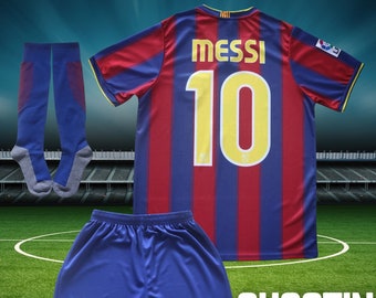 Barcelona Messi voetbalshirt voor kinderen | Gelimiteerde speciale editie uit 2009 | Jersey shortsokken | Jongens meisjes jeugdmaten | Voetbal uniform