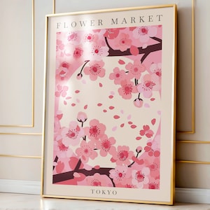 Flower Market Tokyo Print, Flower Market Poster, Wildflower Wall Art, Living Room Print, Bedroom Wall Décor, Modern Floral Art, PRINTABLE