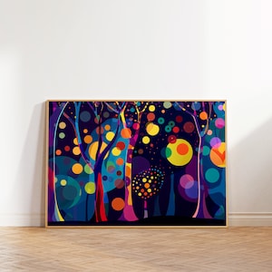 Maximalist Abstract Trees Wall Art, Colorful Wall Art, Vibrant Modern Print, Colorful Wall Art, Trendy Art, Bright Printable Eclectic Decor