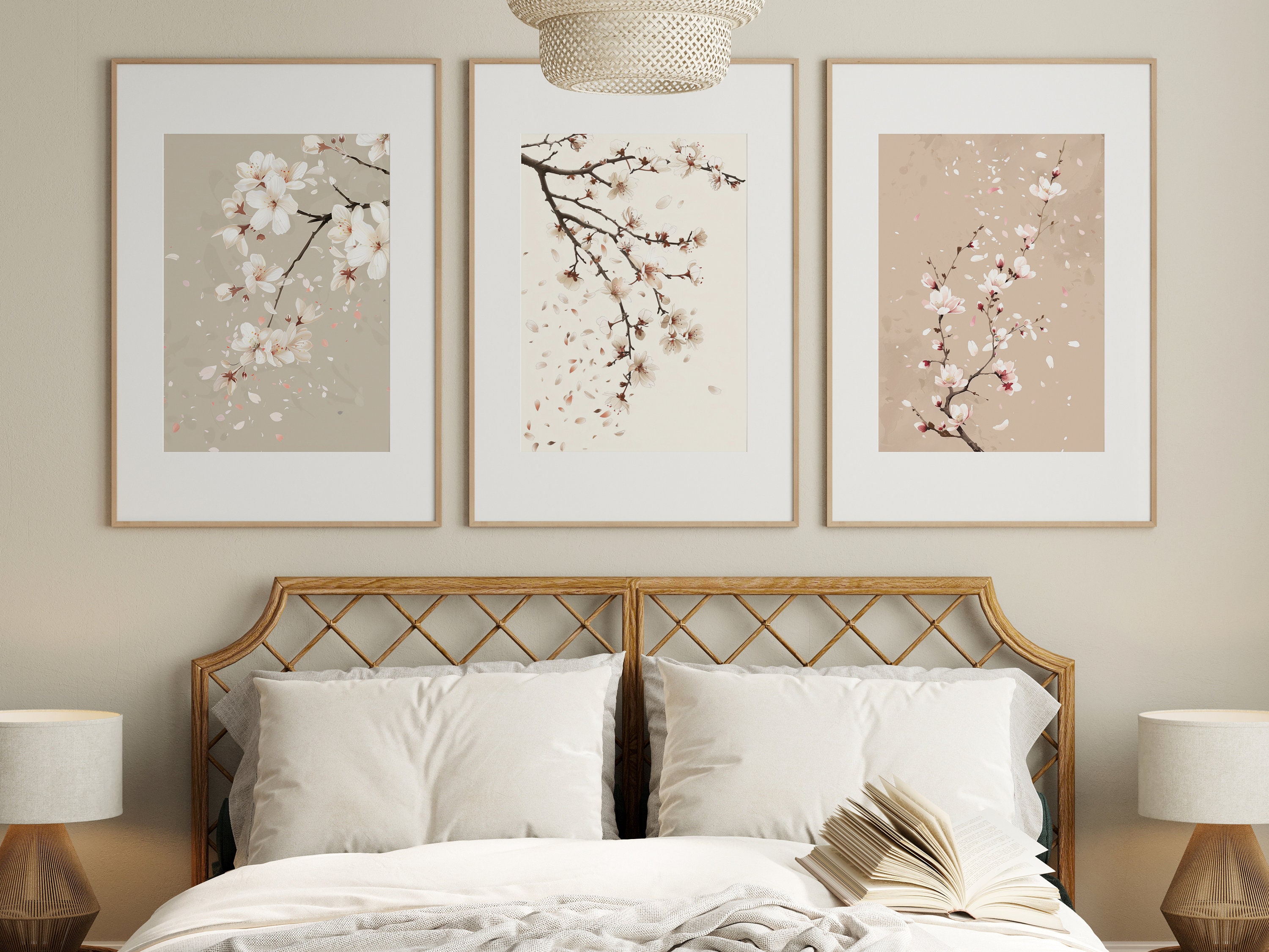Japandi Wall Art, Flower Print, Wabi Sabi Cherry Blossom Wall Art Set ...