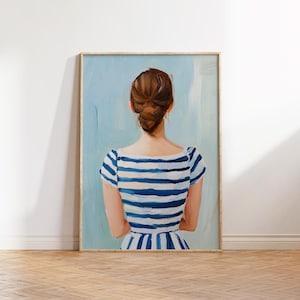 Contemporary Striped Wall Art, Woman Female Decor, Colorful Art Print, Stripes Print, Minimalist Portrait Illustration, Eclectic Fine Art