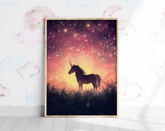 Pastel Unicorn Stars Nursery Art Print (Digital Download)