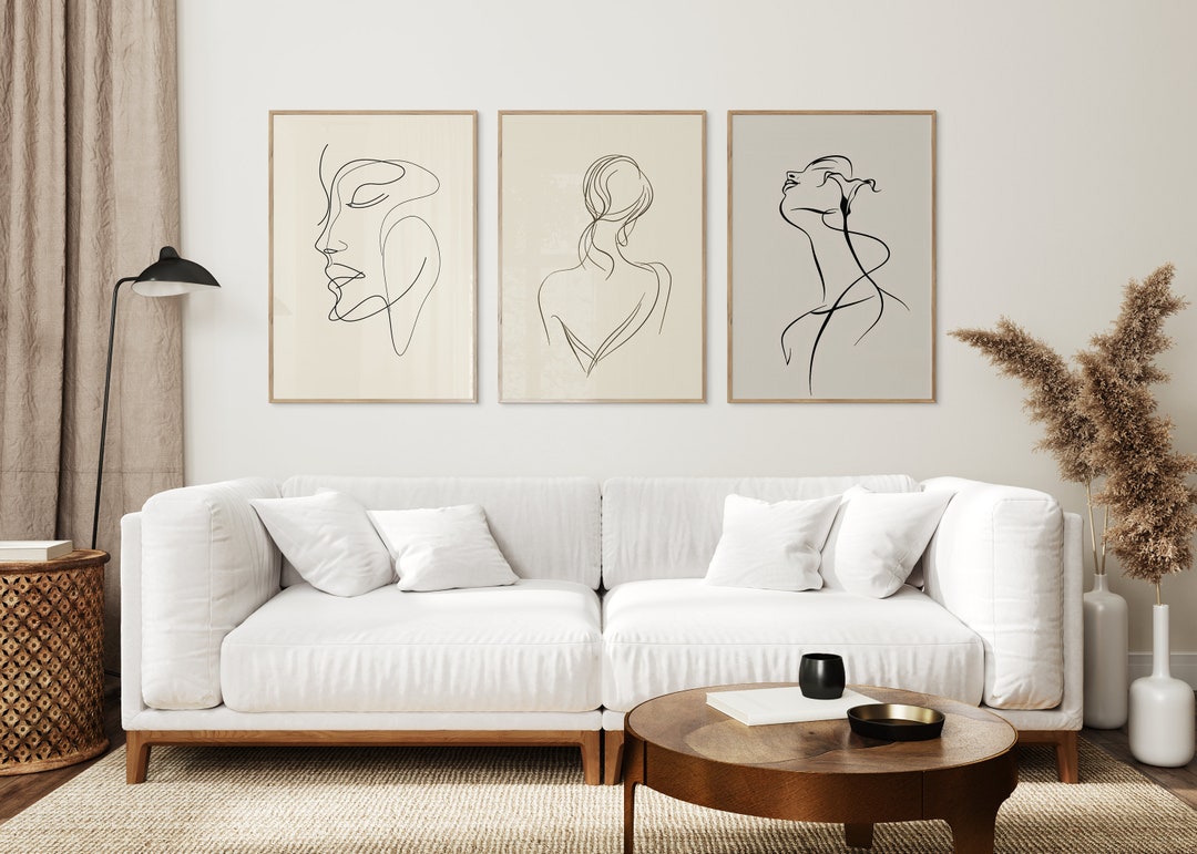 Minimalist Woman Line Art Print Set of 3 (digital Download) - Etsy