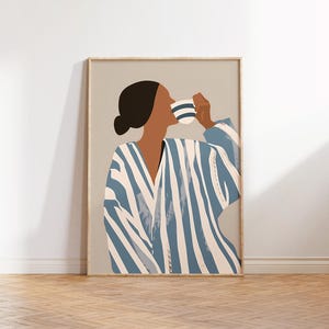 Contemporary Striped Wall Art, Abstract Woman Decor, Colorful Art Print, Stripes Print, Minimalist Portrait Illustration, Eclectic Fine Art