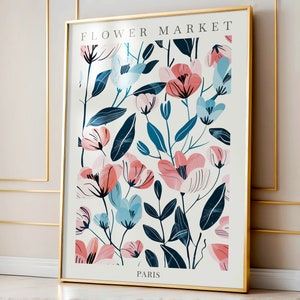 Flower Market Paris Print, Flower Market Poster, Wild Flower Wall Art, Living Room Print, Bedroom Wall Décor, Modern Floral Art, PRINTABLE