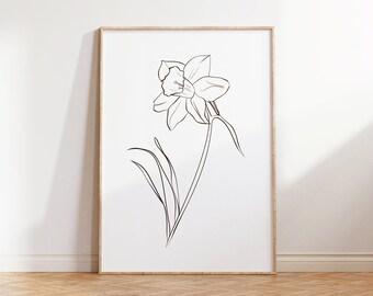 Daffodil Line Art Print: Minimalist Floral Illustration (Digital Download)
