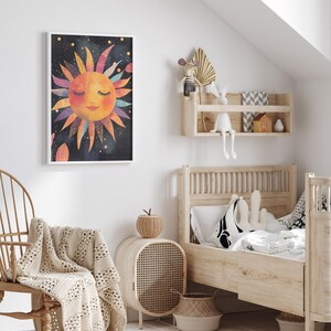 Sunshine Nursery Wall Art, Pastel Sun Nursery Print, Bright Sun Decor ...