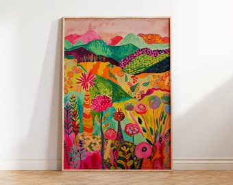 Colorful Abstract Floral Landscape Art Print (Digital Download)