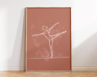 Ballerina One Line Art Print: Minimalist Dancer Drawing (Digital Download)