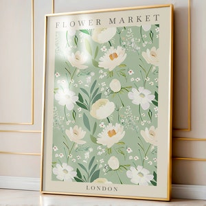 Flower Market London Print, Flower Market Poster, Wildflower Wall Art, Living Room Print, Bedroom Wall Décor, Modern Floral Art, PRINTABLE