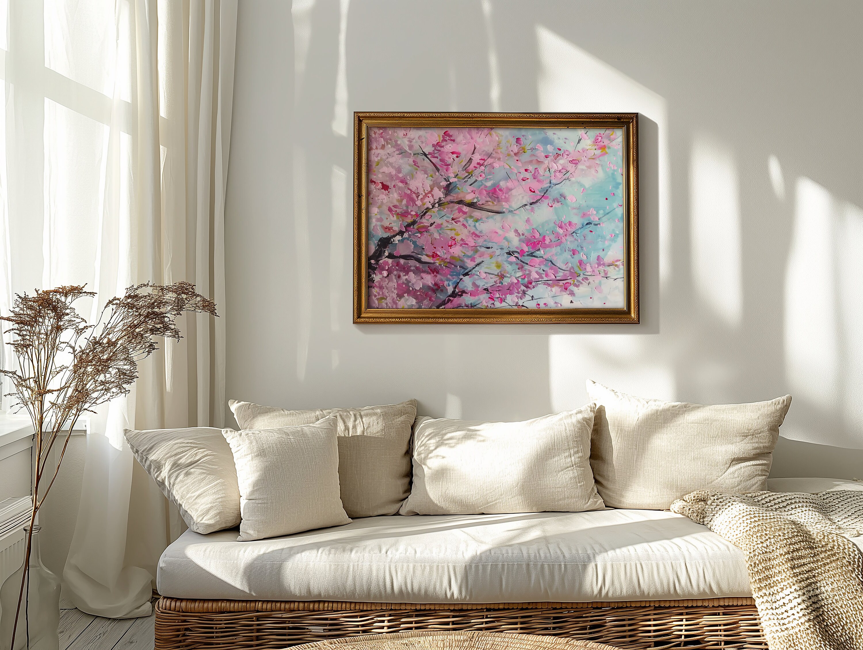 Cherry Blossom Classic Wall Art, Pinkfloral Decor Artwork, Cherry
