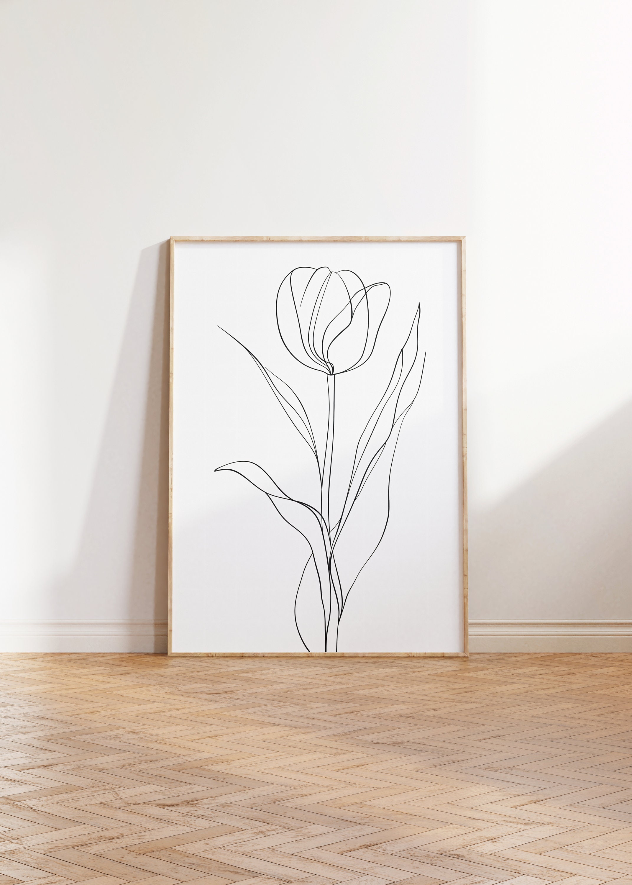 Tulip Line Art Print, Minimalist Floral Drawing (digital Download