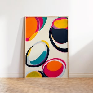Modern Vibrant Wall Art, Colorful Abstract Digital Print, Maximalist Abstract Modern Poster, Multi Colored Art, Livingroom Abstract Decor