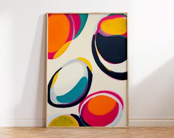 Abstract Colorful Shapes Art Print, Modern Home Decor (Digital Download)