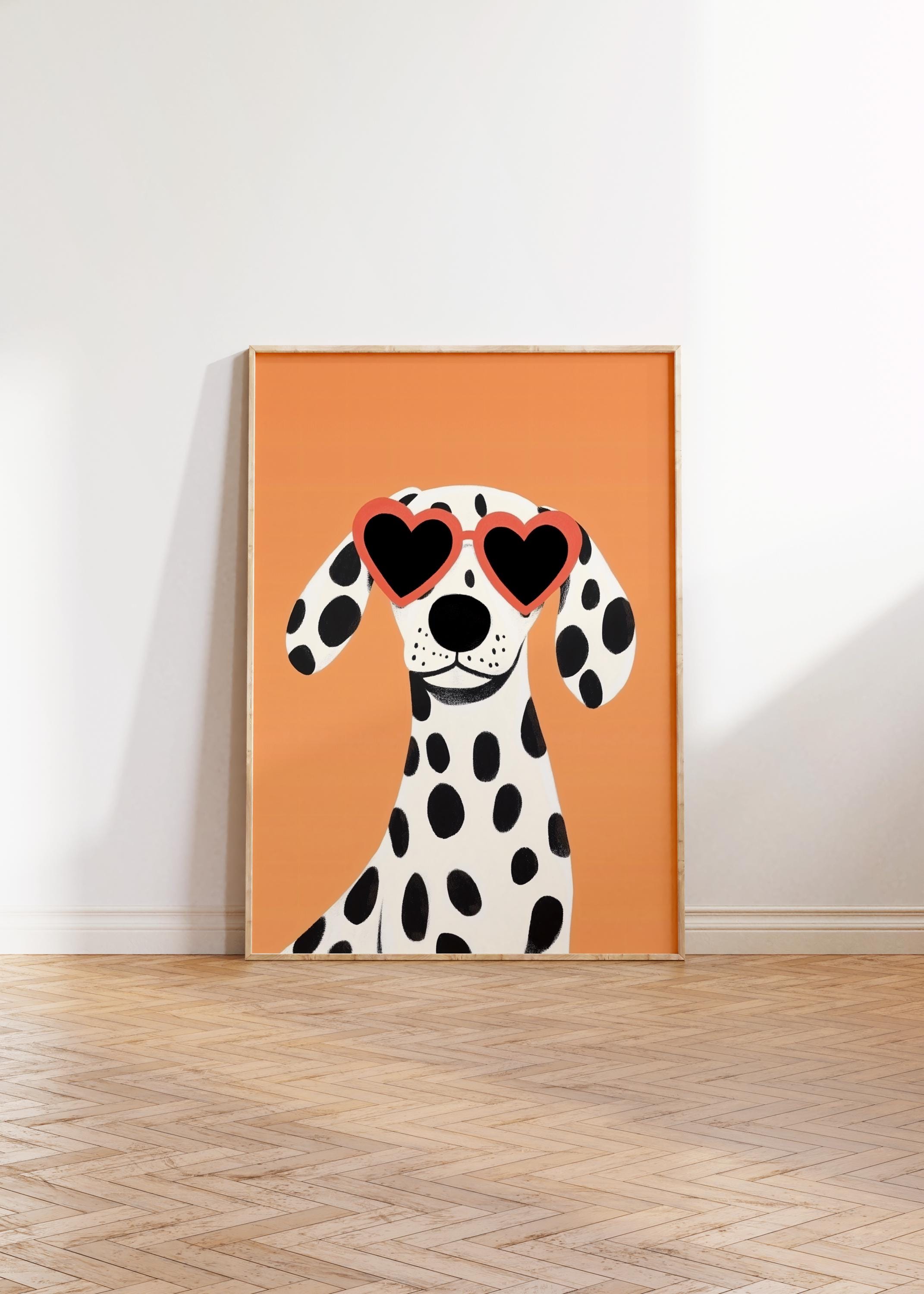 Funny Dog Wall Art, Hearts Sunglasses Dog Art Print, Colorful Dog