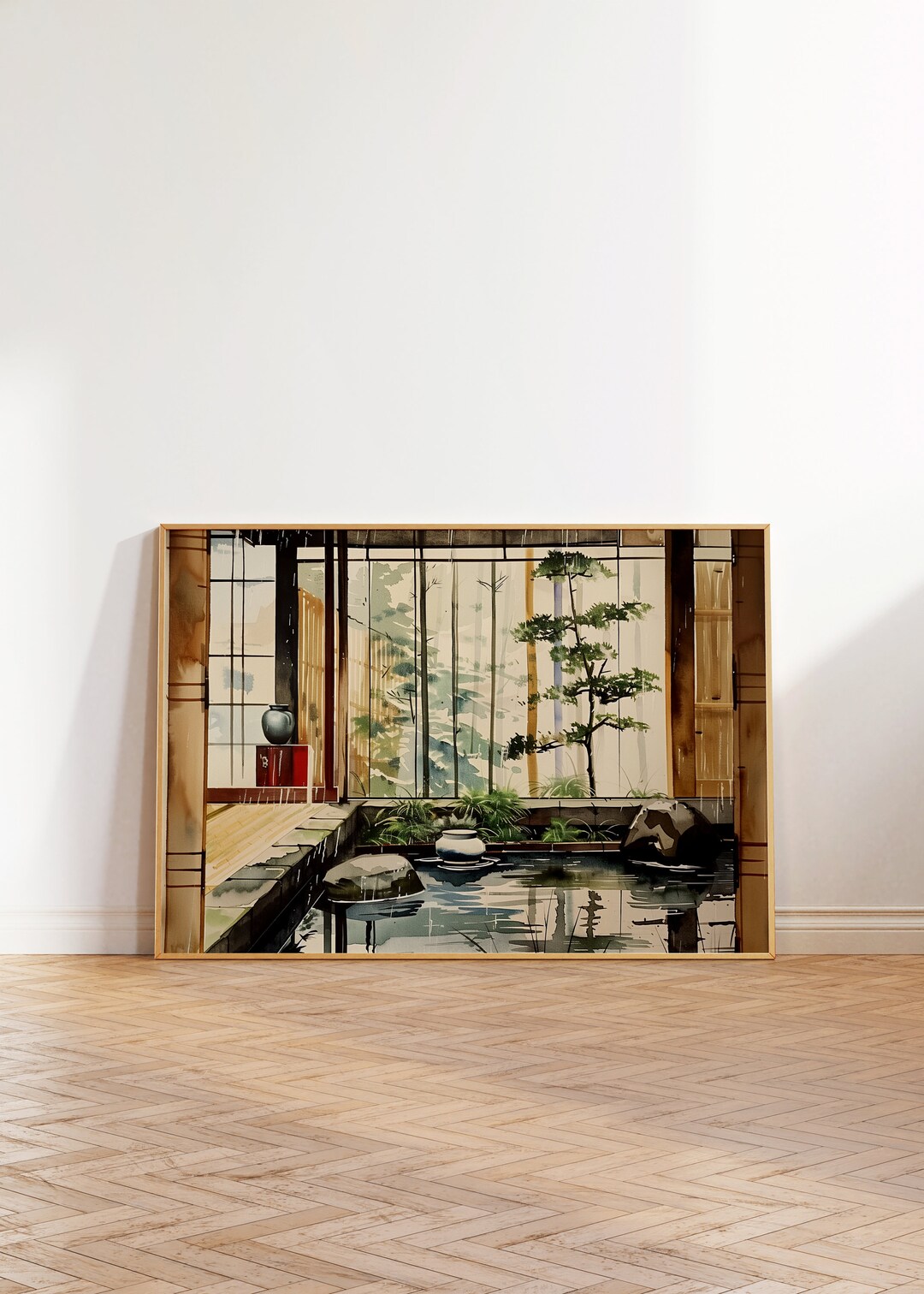 Japandi Art Print, Neutral Scandinavian, Japanese Zen Garden