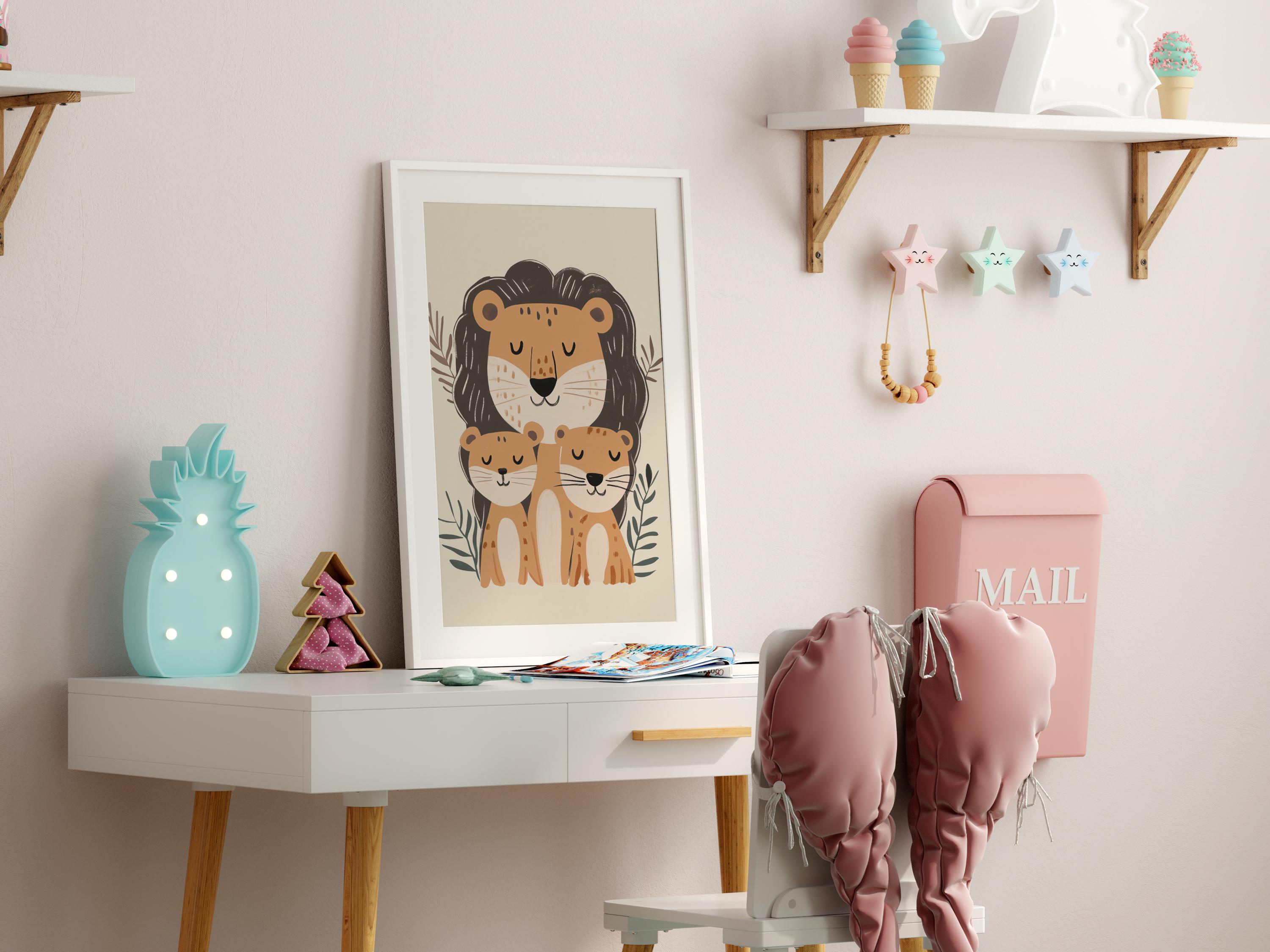 Lion Family Print, Neutral Nursery Decor (digital Download) - Etsy