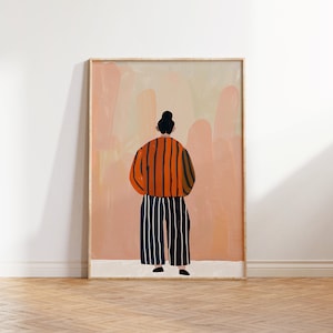 Contemporary Striped Wall Art, Abstract Woman Decor, Colorful Art Print, Stripes Print, Minimalist Portrait Illustration, Eclectic Fine Art