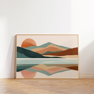 Boho Natur Landschaft Kunstwerk, Berg DRUCKBARE Wandkunst, Aquarell Berg Druck, Natur Wandkunst, Berg Poster, abstrakte Landschaft