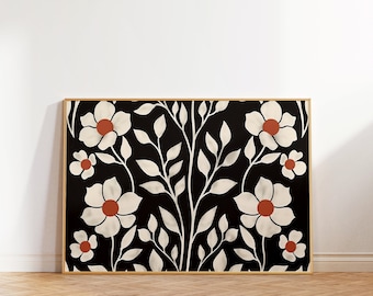 Boho Floral Wall Art, Abstract Botanical Print (Digital Download)
