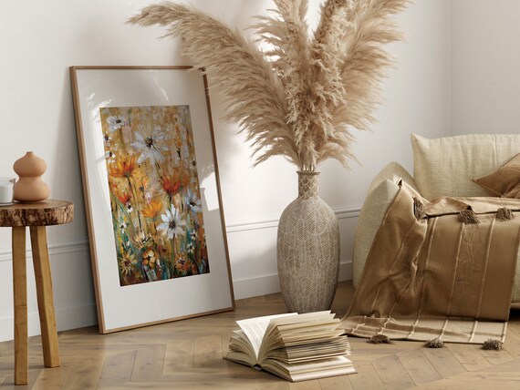 色鮮やかな花の油絵、花の風景画（デジタルダウンロード） - Etsy 日本